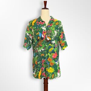 Vintage Mr. Alf Hawaiian Shirt Parrot Toucan Jungle Print, 4 M, 80s Vacation
